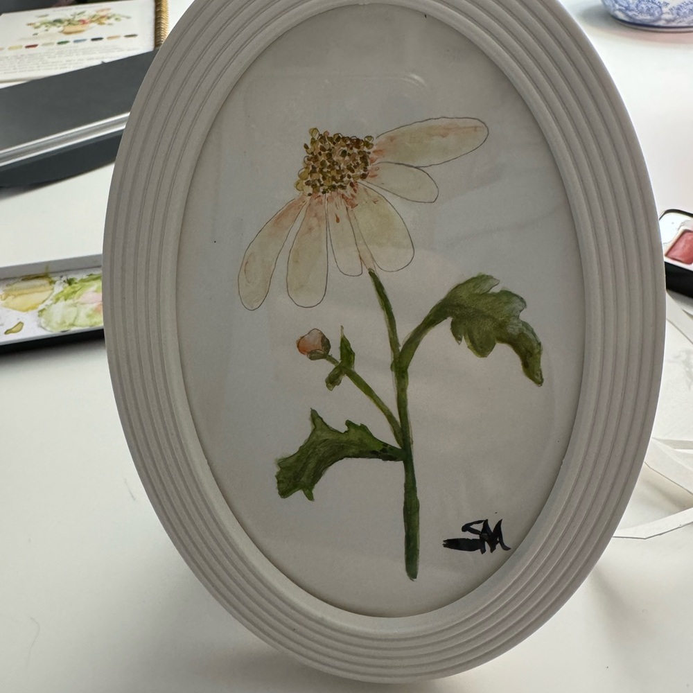 Floral Art Painting in White Frame - Picture 2 of 4